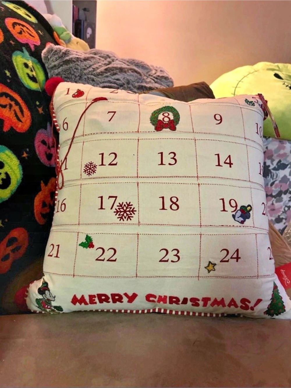 Disney Christmas Advent Calendar Pillow